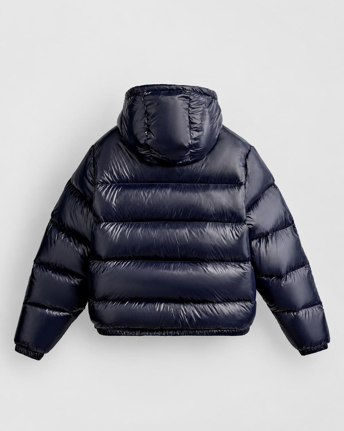 PADDED SHINY PUFFER COAT - NAVY