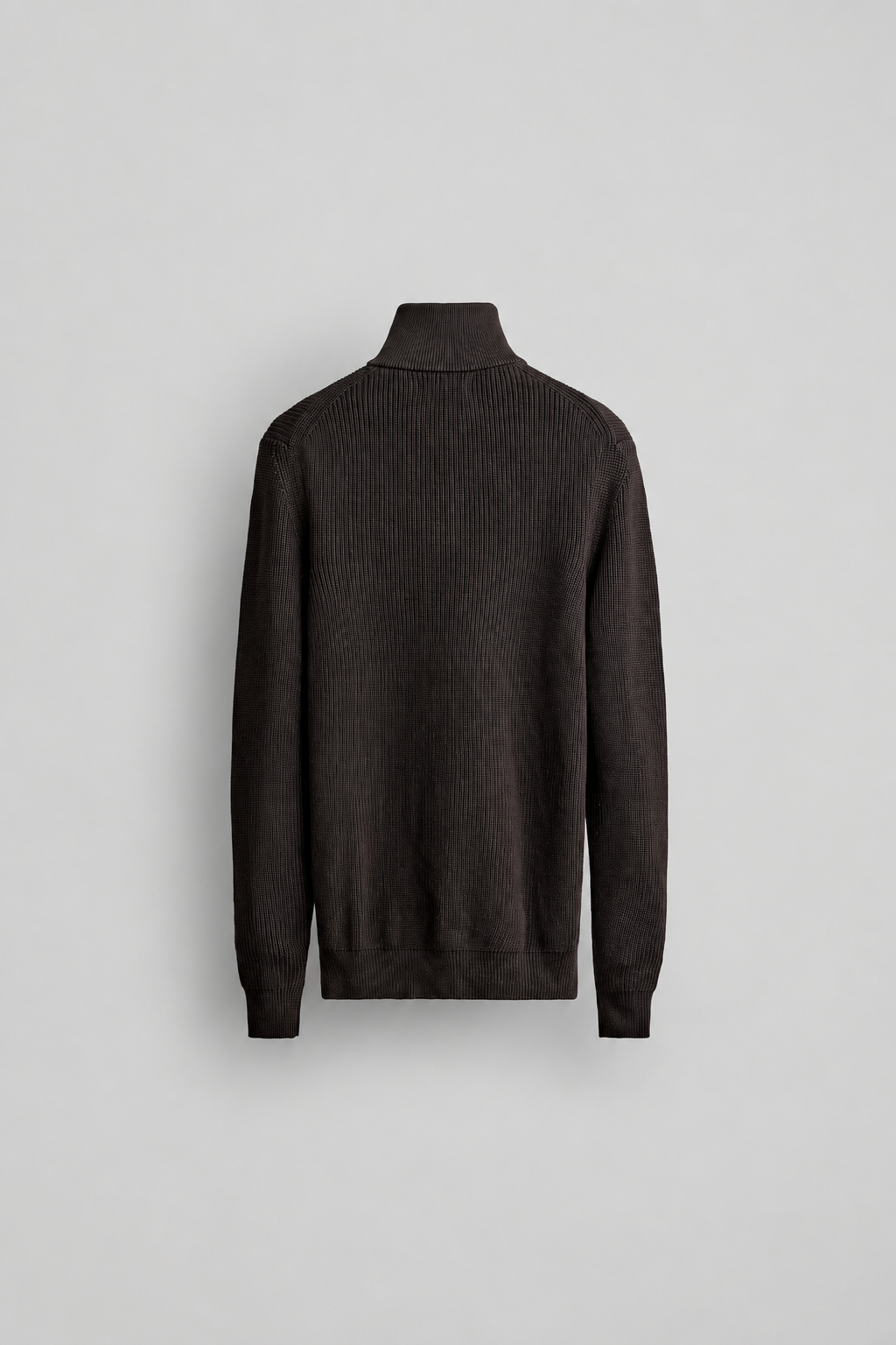 COTTON KNIT HALF ZIP JUMPER - BROWN