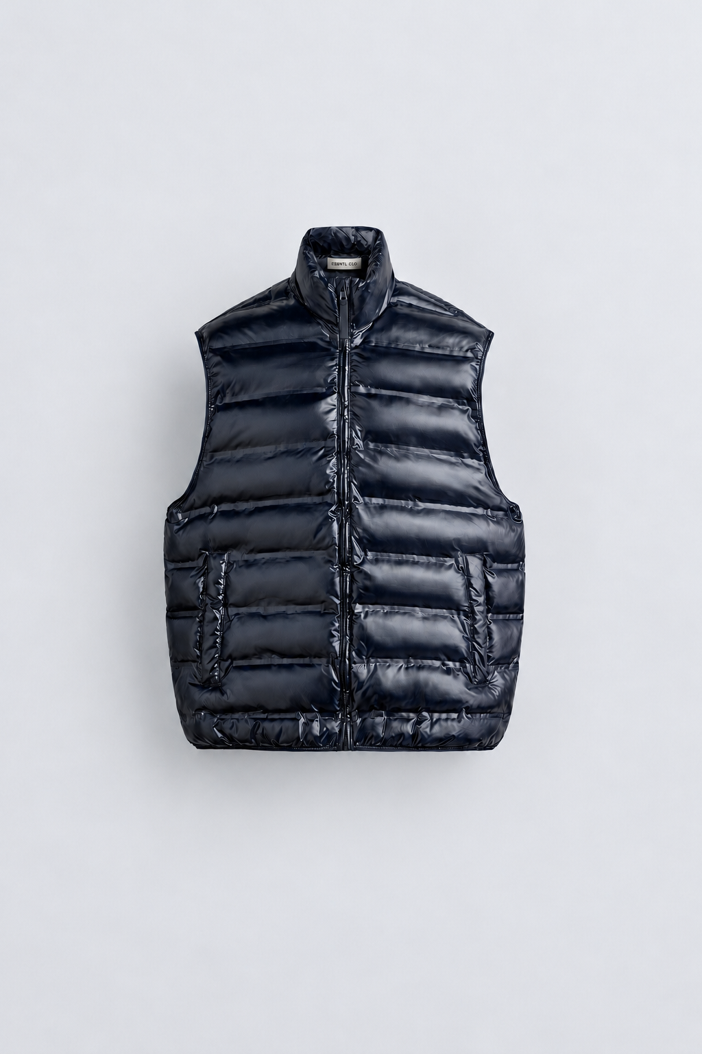 RELAXED FIT SHINY GILET - NAVY