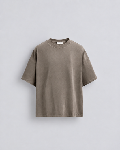 OVER SIZED BASIC T SHIRT - TAUPE
