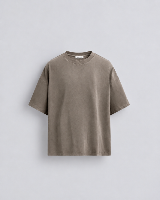 OVER SIZED BASIC T SHIRT - TAUPE