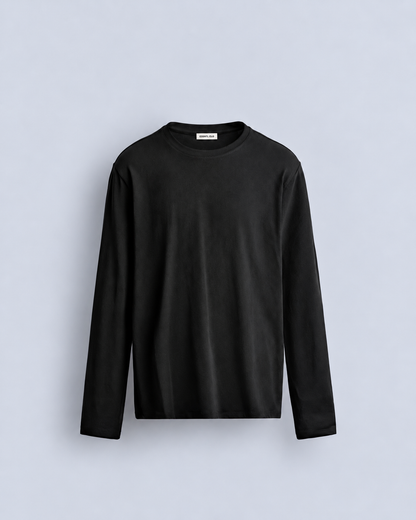 BASIC LONG SLEEVE T SHIRT - BLACK