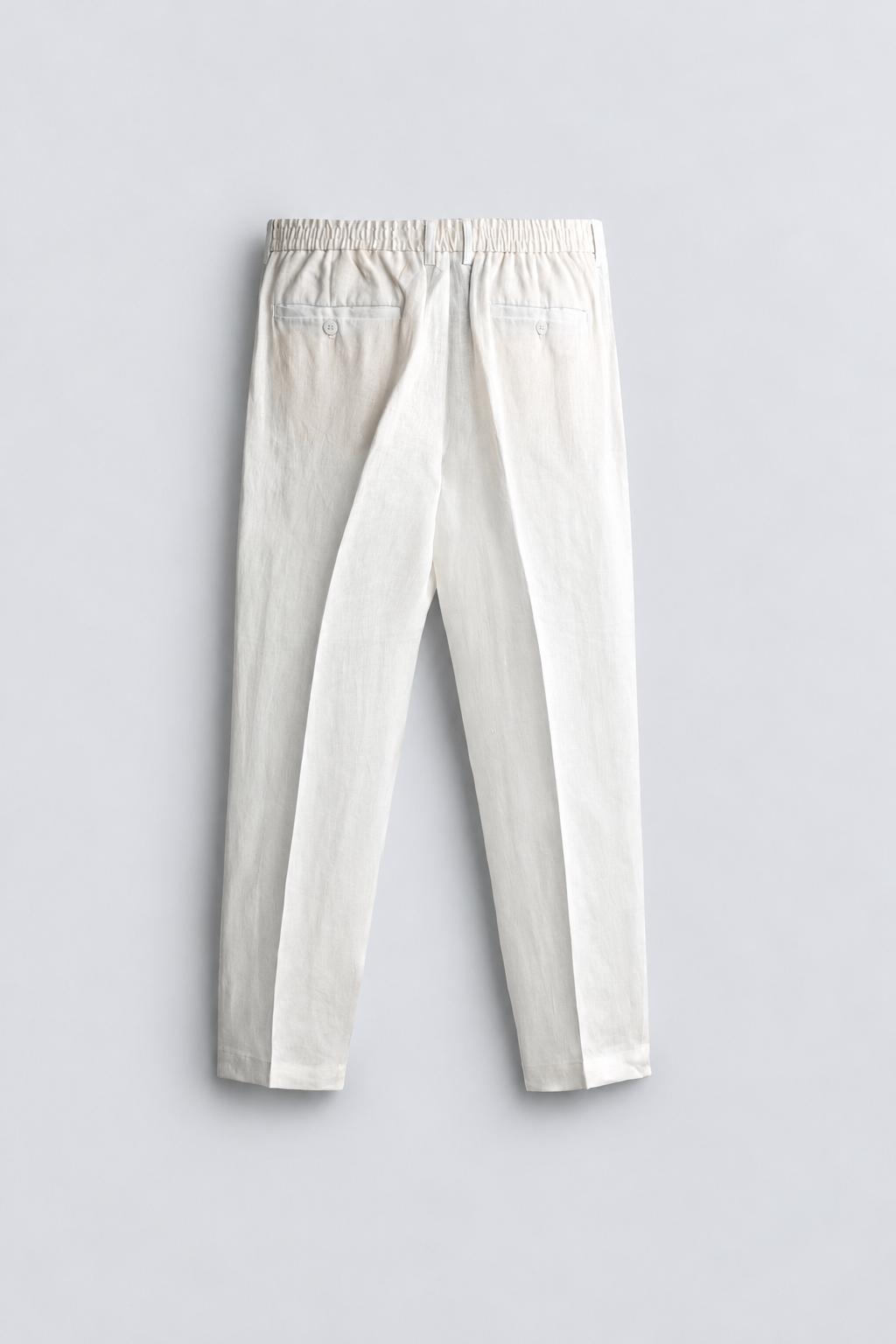 REGULAR FIT 100% LINEN TROUSERS - WHITE