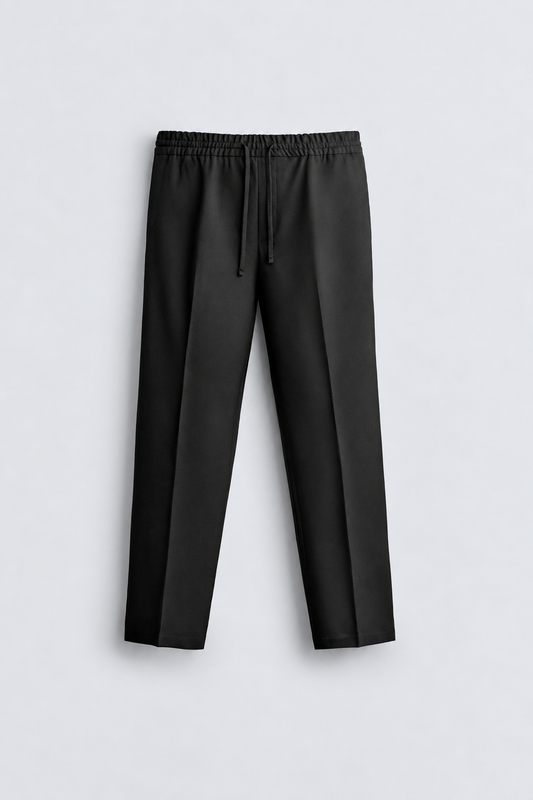 SLIM FIT TECHNICAL TROUSER - BLACK