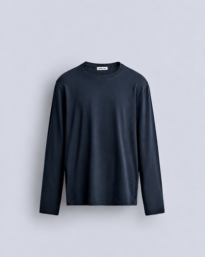 BASIC LONG SLEEVE T SHIRT - NAVY