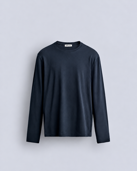 BASIC LONG SLEEVE T SHIRT - NAVY