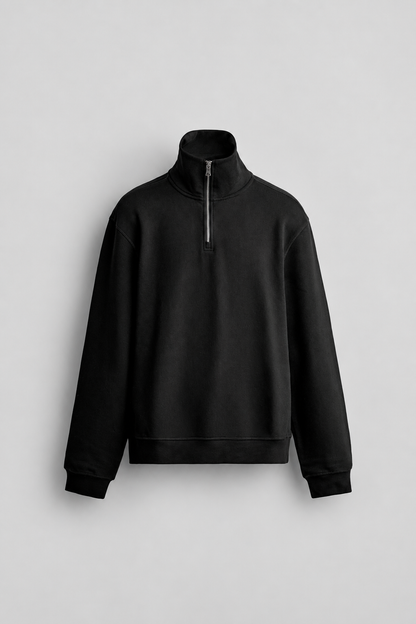 BASIC HALF ZIP JUMPER - BLACK
