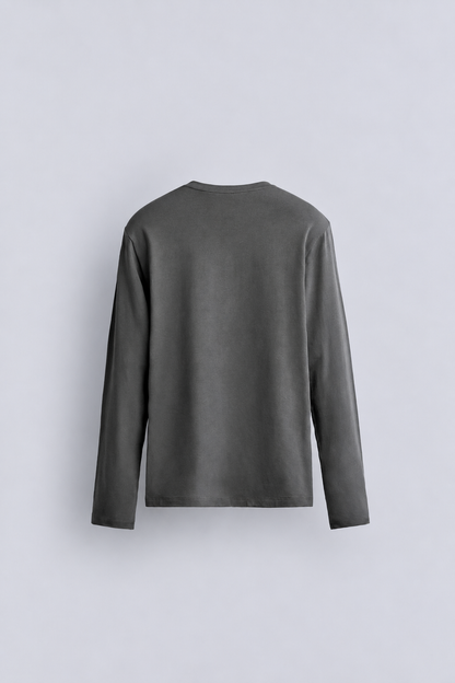 BASIC LONG SLEEVE T SHIRT - CHARCOAL