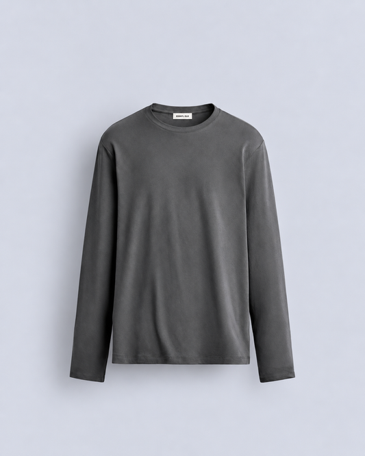 BASIC LONG SLEEVE T SHIRT - CHARCOAL