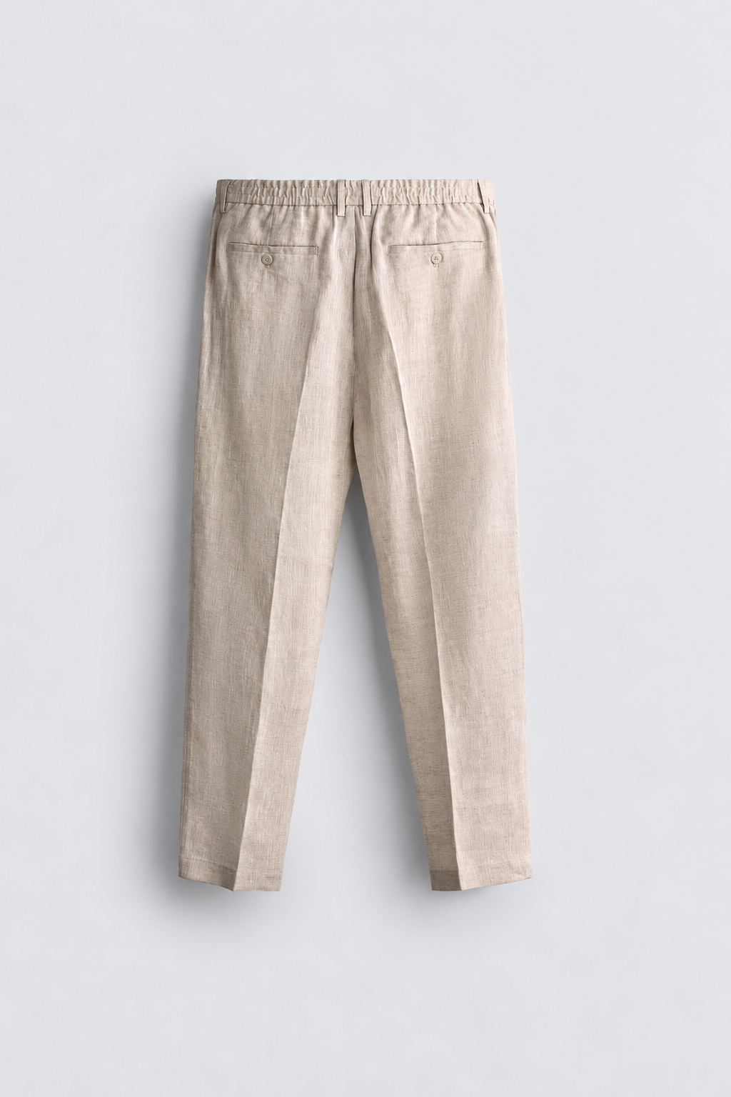 REGULAR FIT 100% LINEN TROUSERS - BEIGE