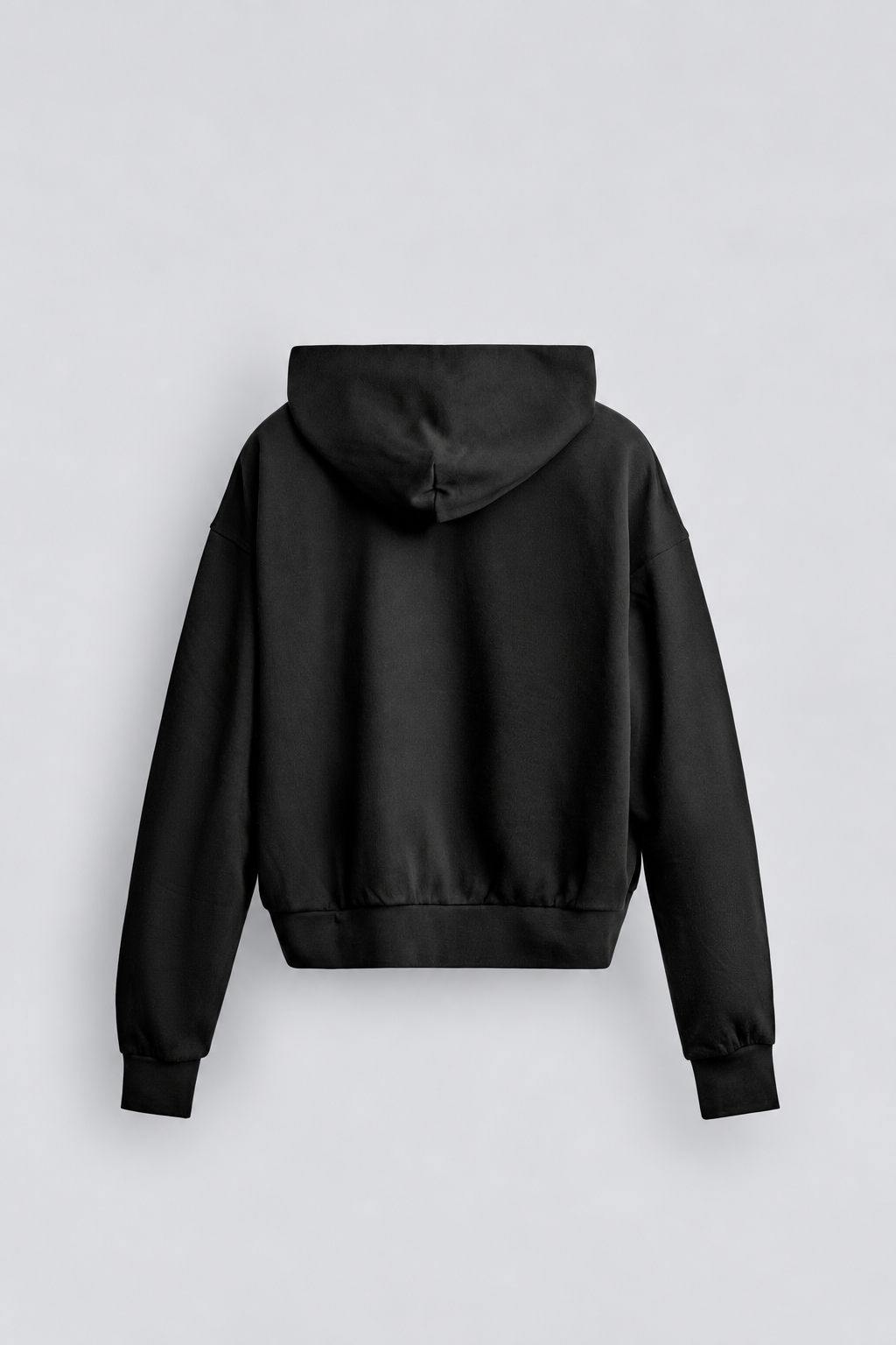 BOX FIT ZIP UP HOODIE - BLACK