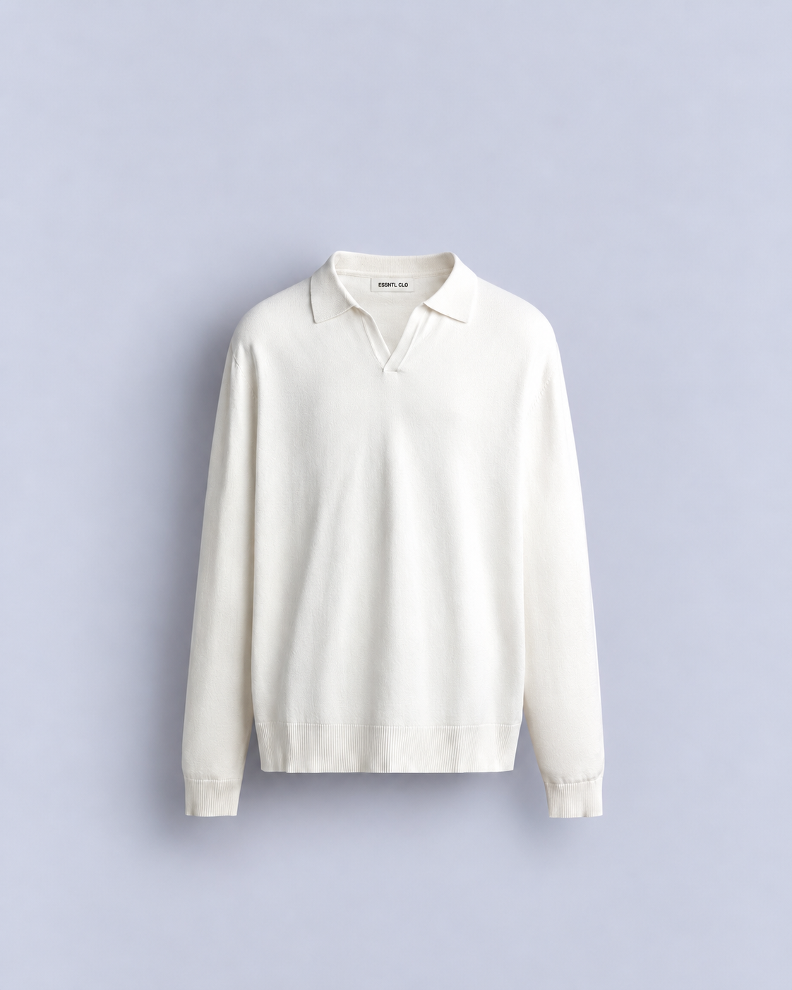 KNIT LONG SLEEVE POLO - OFF WHITE