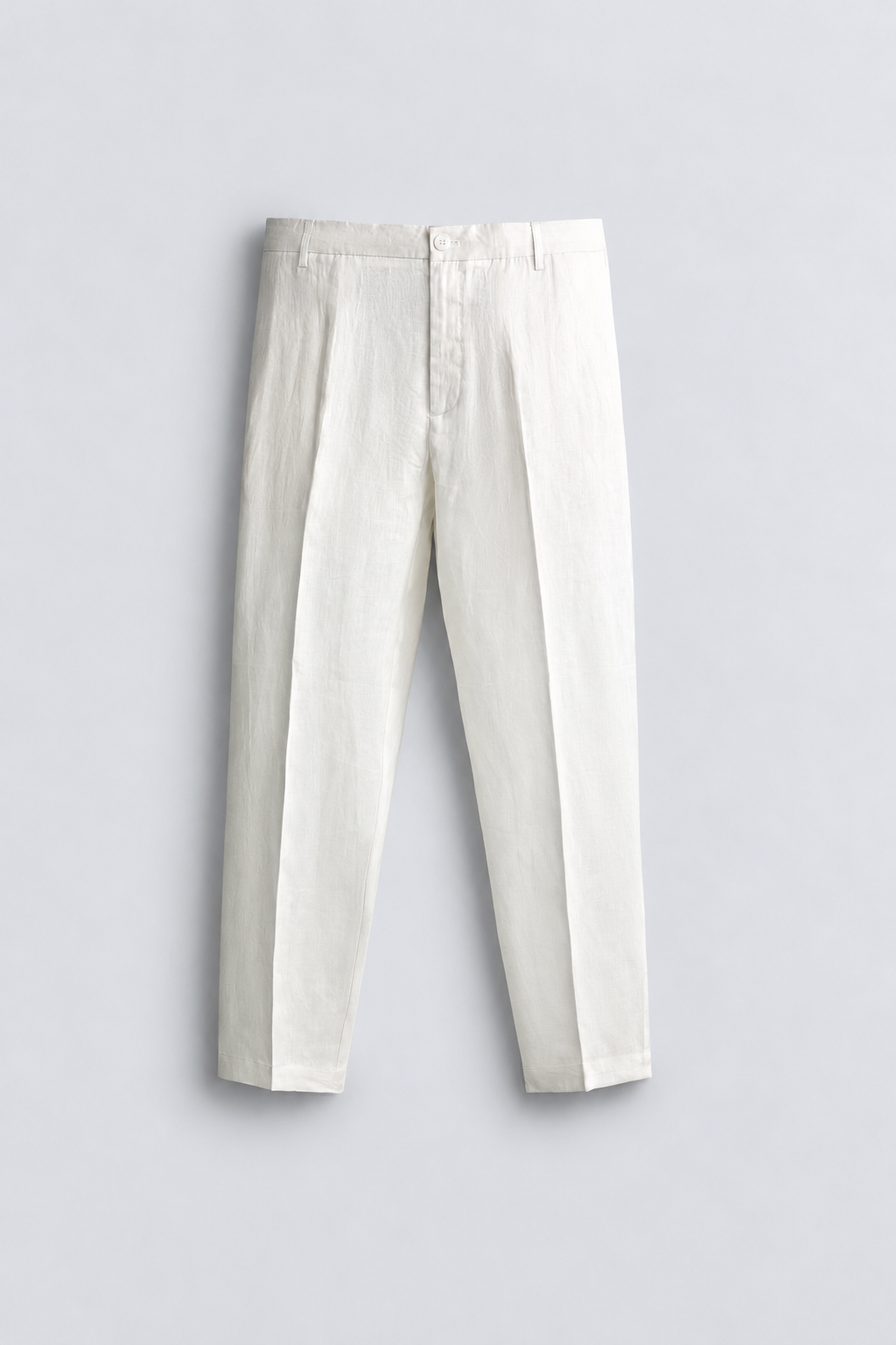 REGULAR FIT 100% LINEN TROUSERS - WHITE