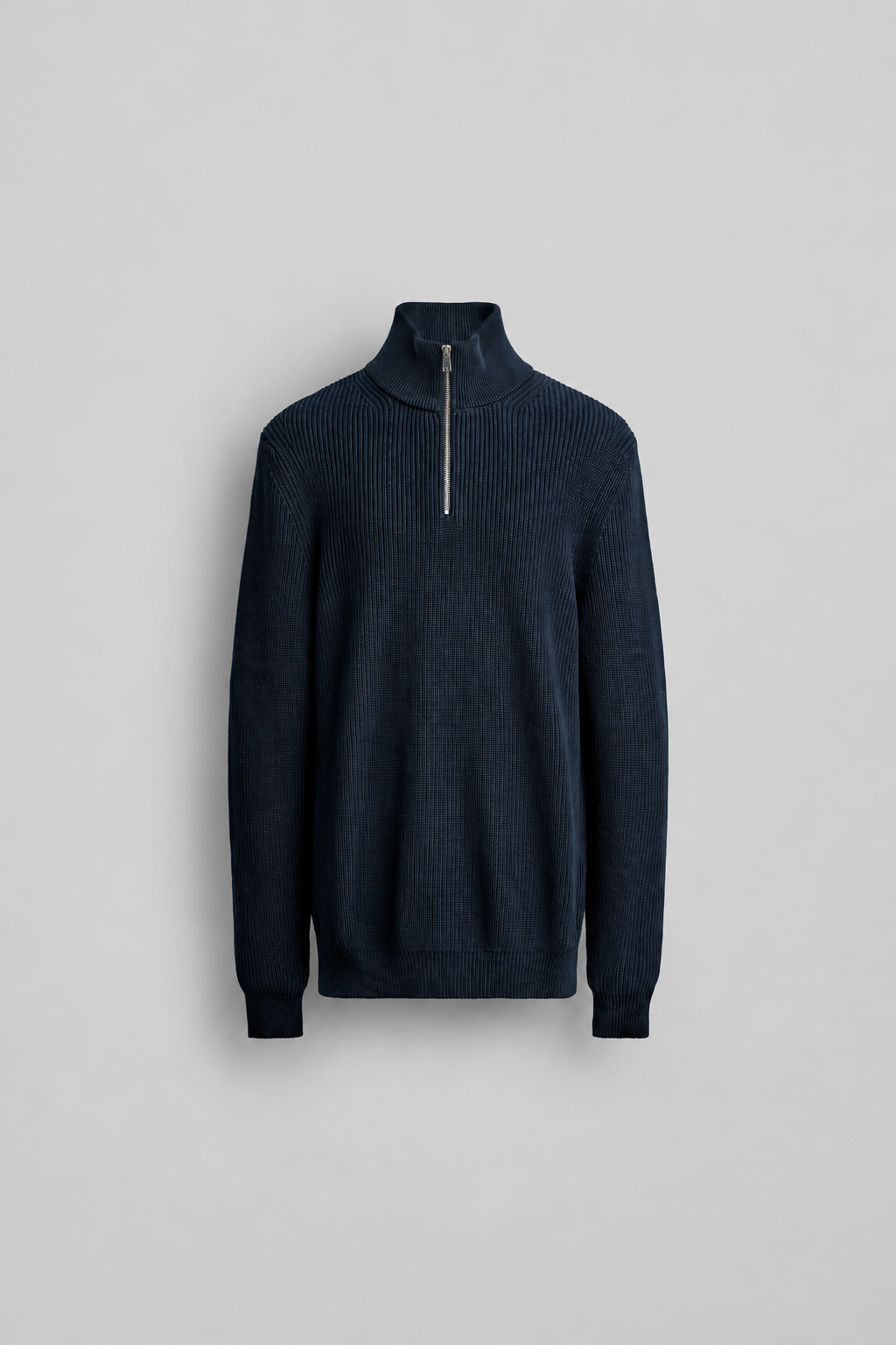 COTTON KNIT HALF ZIP JUMPER - NAVY
