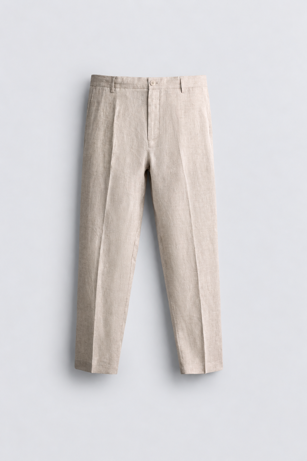 REGULAR FIT 100% LINEN TROUSERS - BEIGE