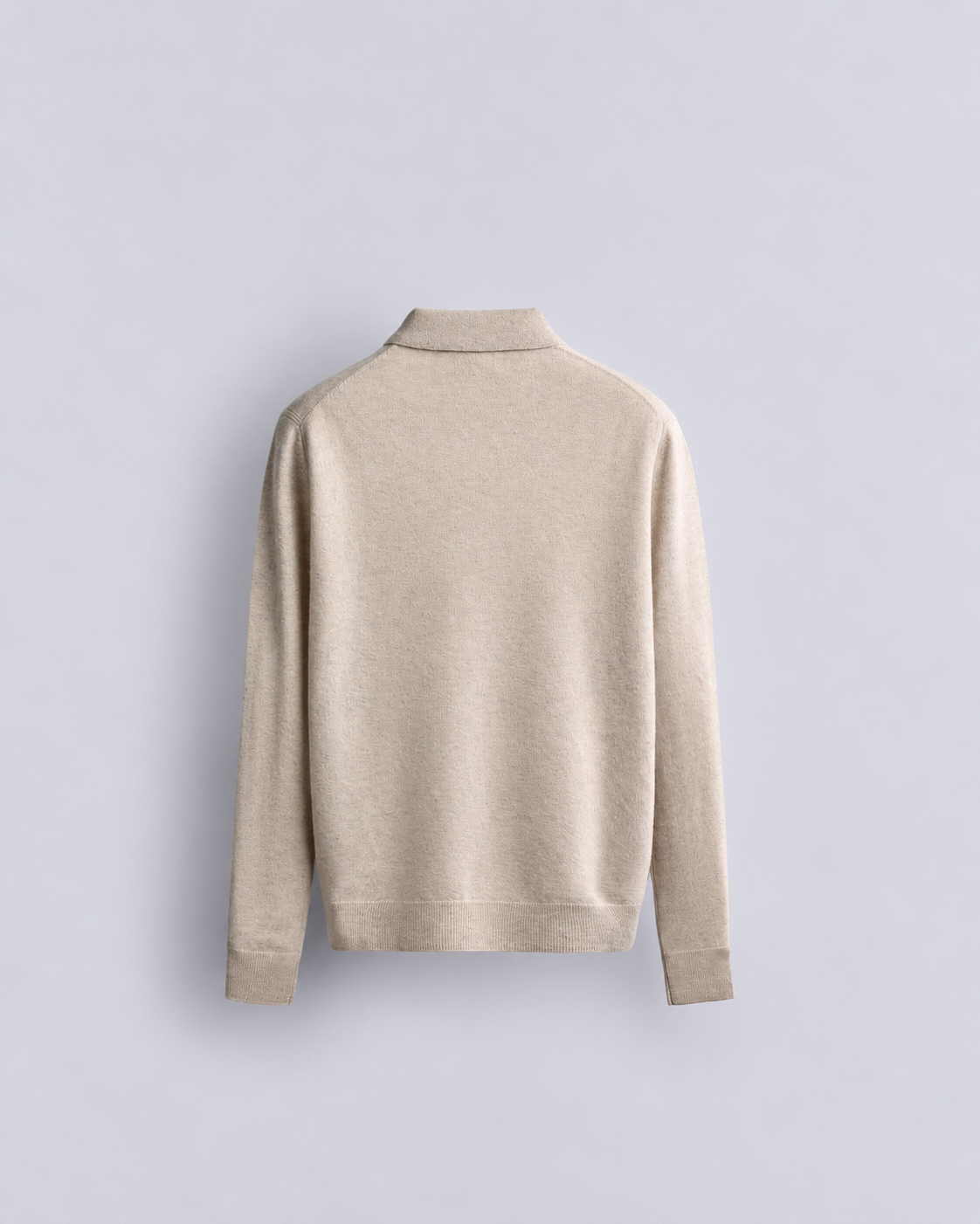 WOOL LONG SLEEVE POLO - OFF WHITE