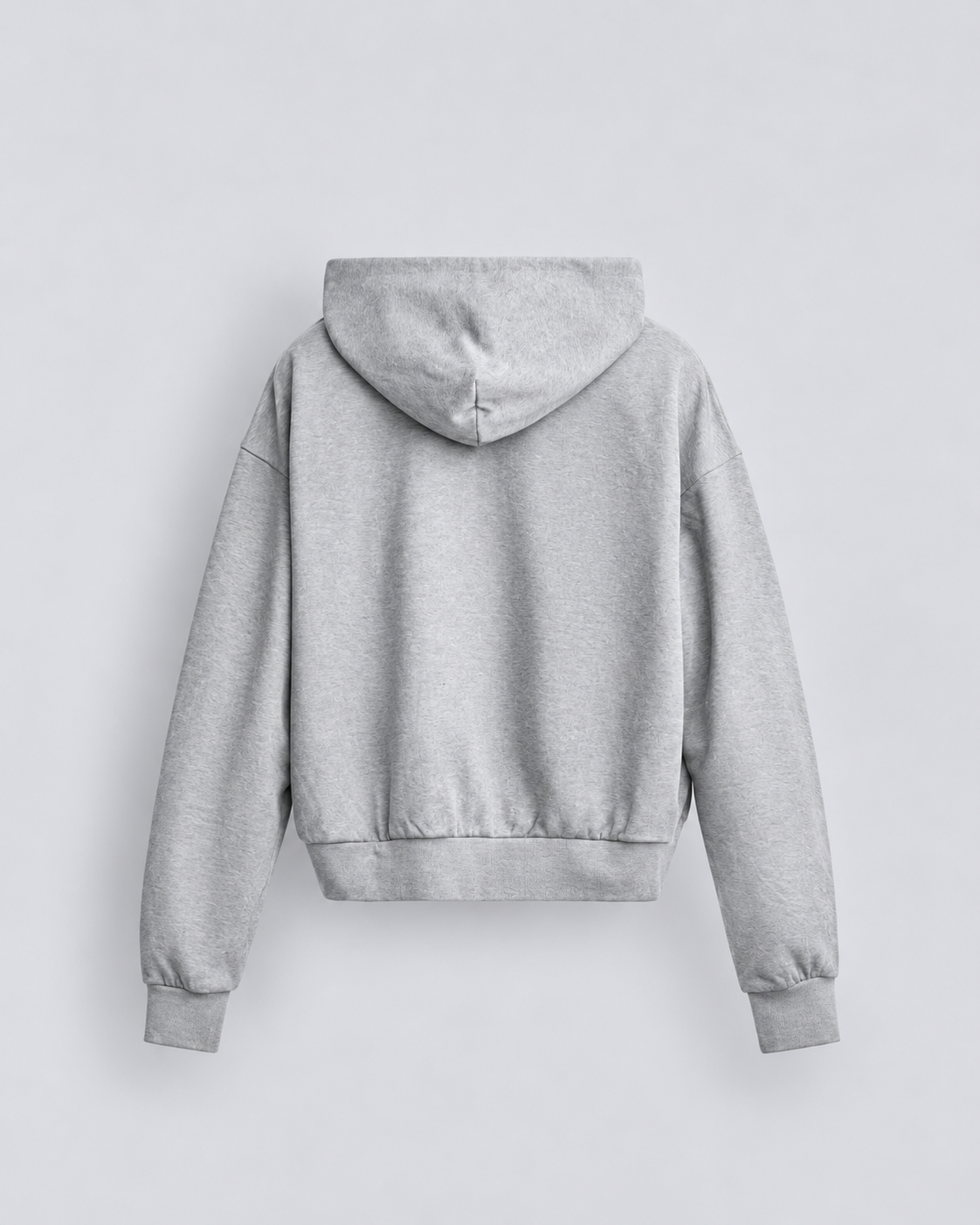 BOX FIT ZIP UP HOODIE - GREY MARL