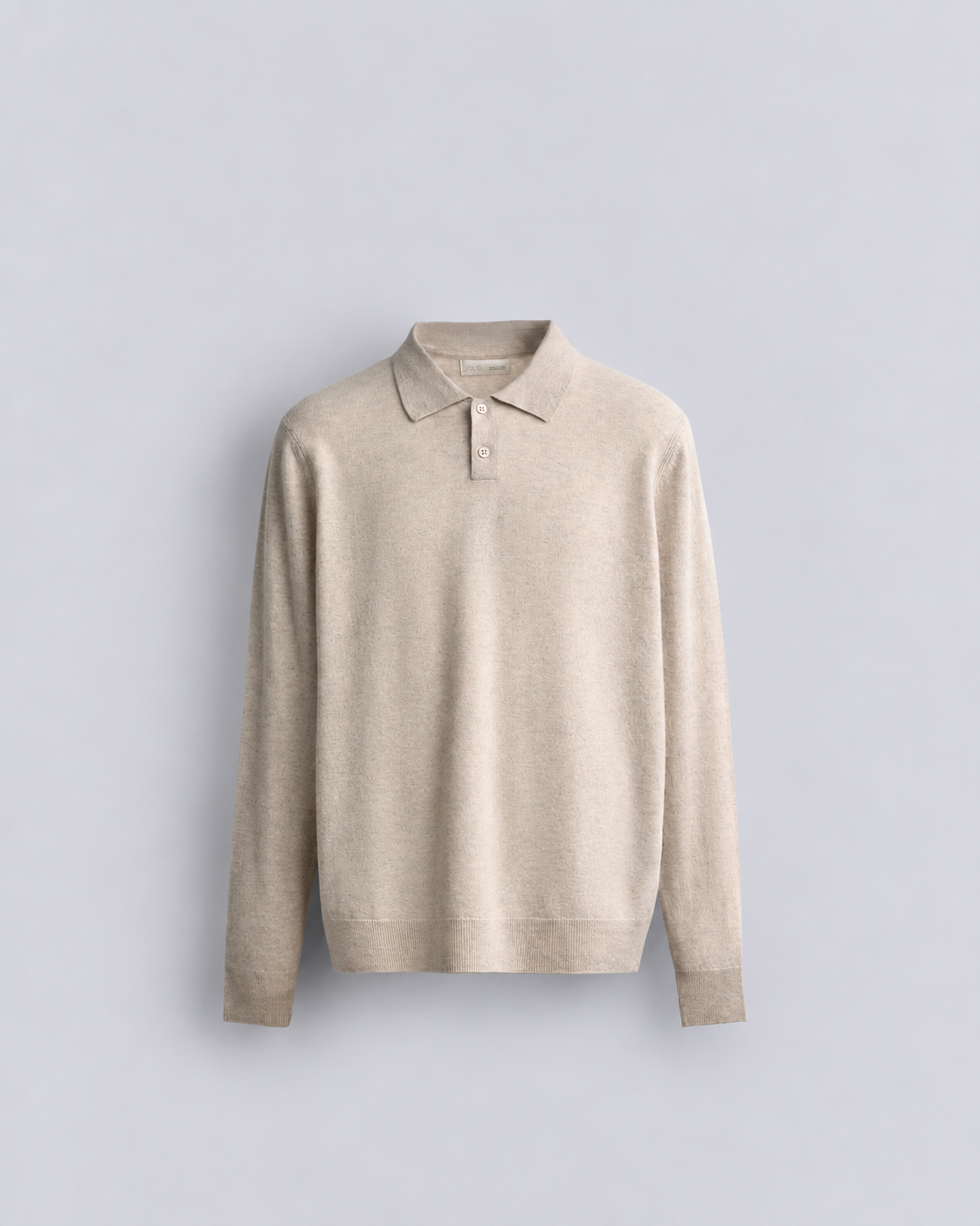 WOOL LONG SLEEVE POLO - OFF WHITE