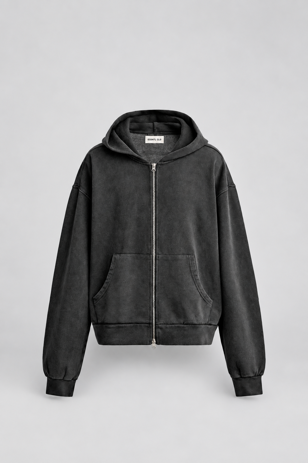 BOX FIT ZIP UP HOODIE - ACID WASH
