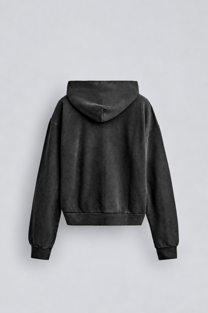 BOX FIT ZIP UP HOODIE - ACID WASH