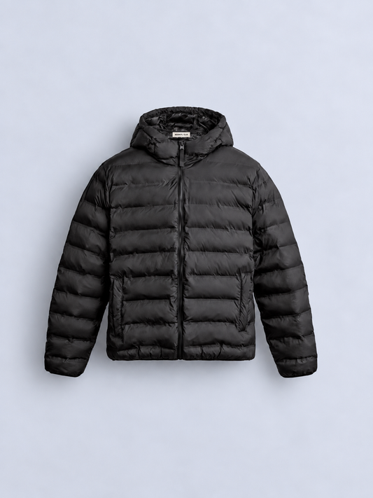 PADDED PUFFER COAT - BLACK