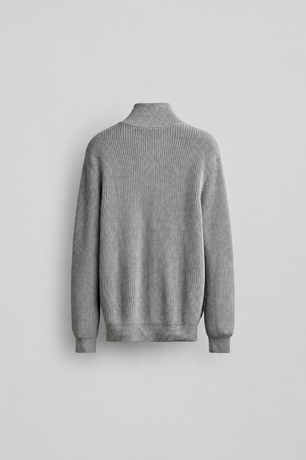 COTTON KNIT HALF ZIP JUMPER - GREY