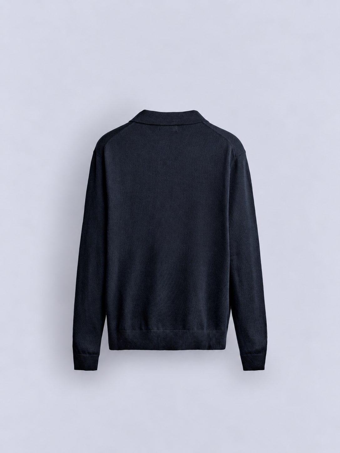 KNIT LONG SLEEVE POLO - NAVY